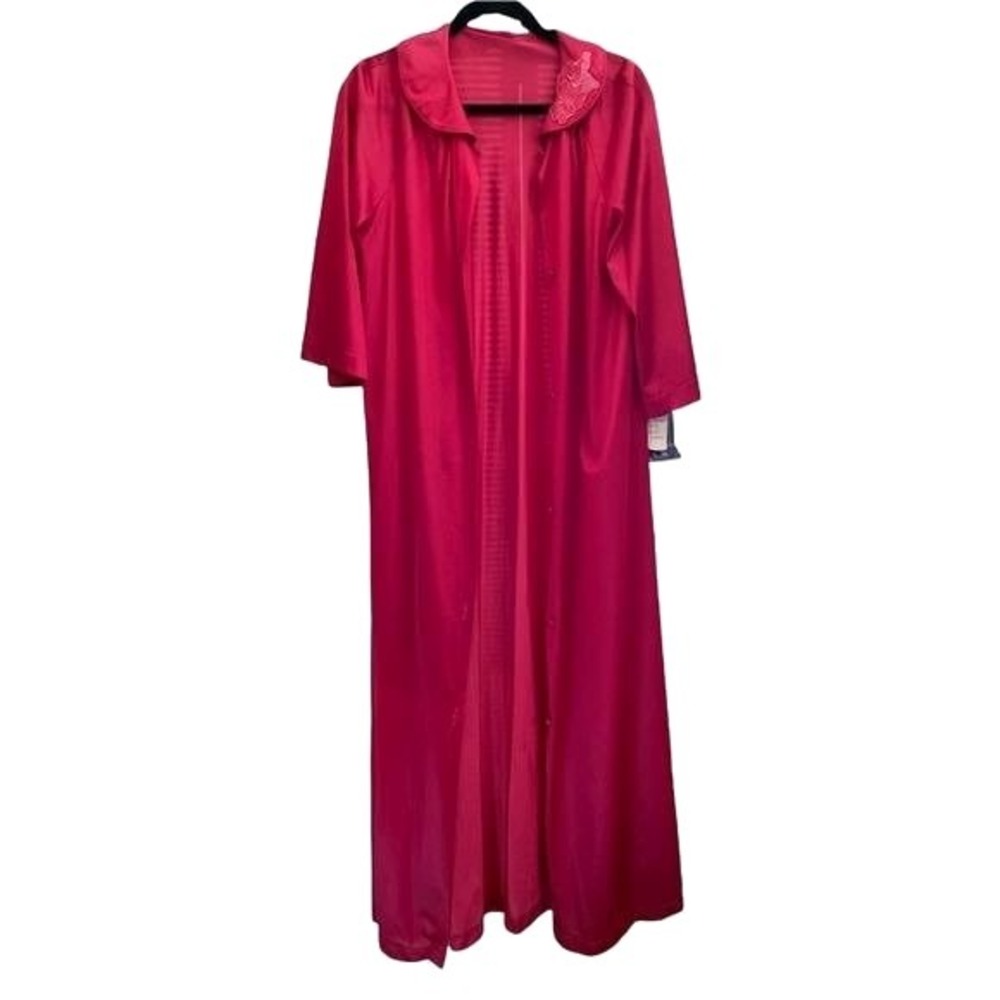 Vintage  Lorraine red‎ ruby night gown and night jacket set size Medium